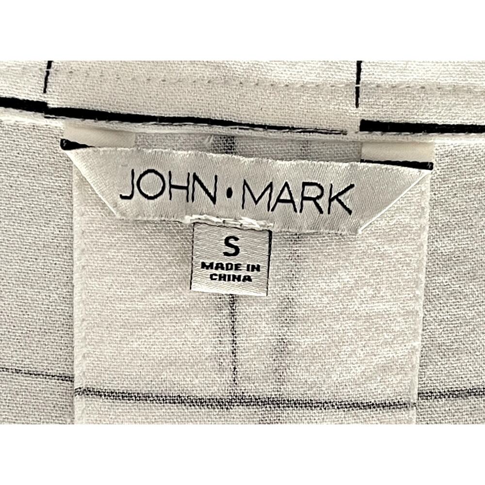 John Mark Wms Sz S Grid A-Line Tunic Top White Lagenlook Casual Breezy Relaxed - Picture 14 of 16